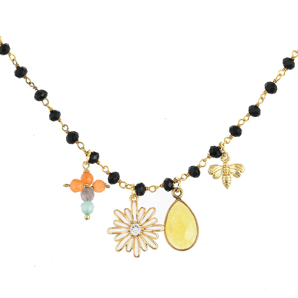 Black Jade Necklace with Charms