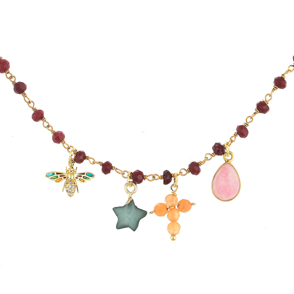 Rode Jade Ketting Met Bedels