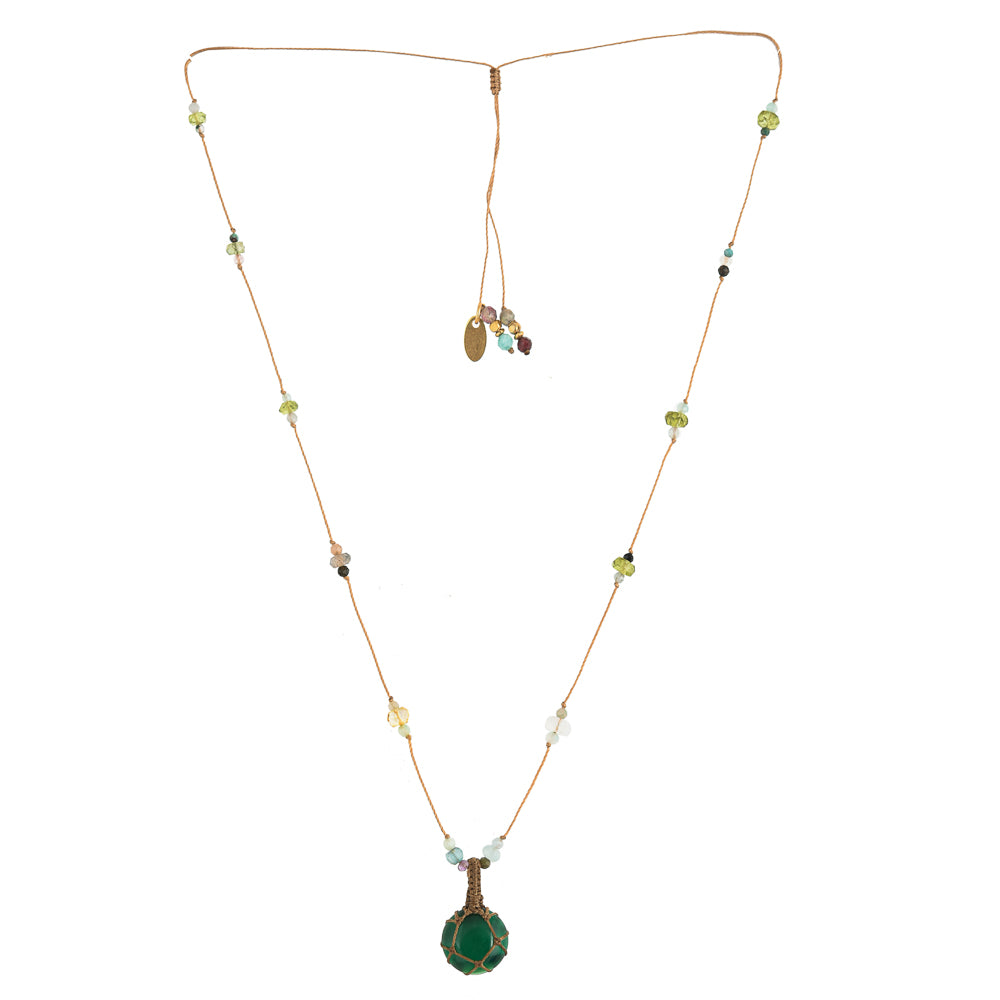 Koord Ketting Met Edelstenen Groene Onyx