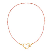 Satijnen Ketting Roze Rood Met Hart Slot