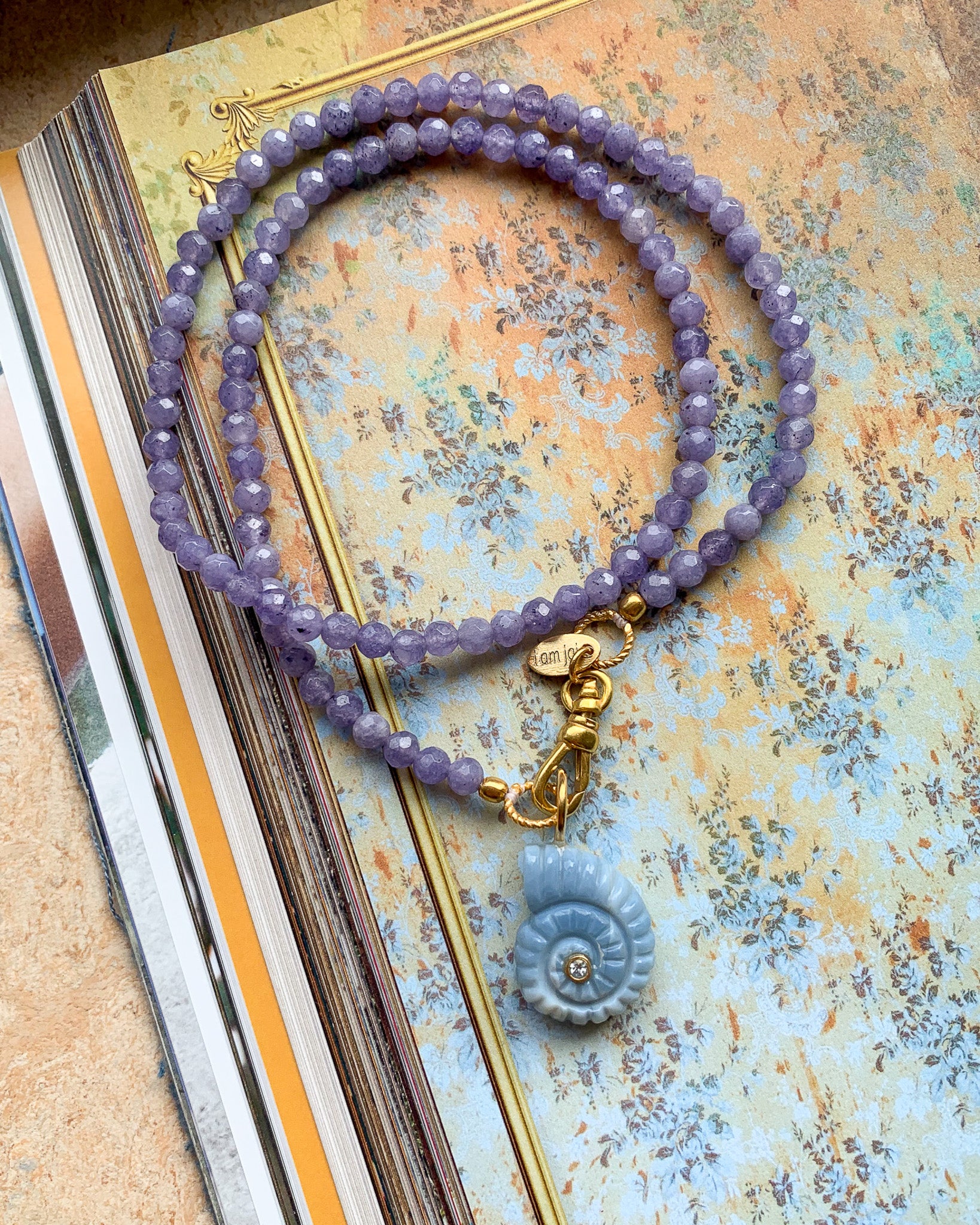 Schelp Bedel Blauwe Opaal Paarse Jade