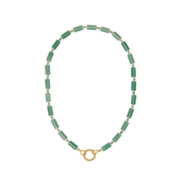 Chunky Tubes Necklace Green Jade