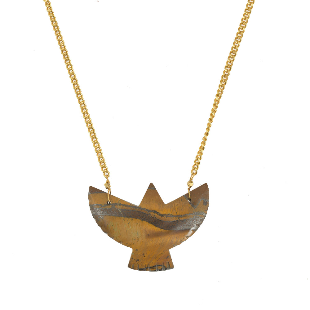 Tijgeroog Handgeslepen Vogel Ketting