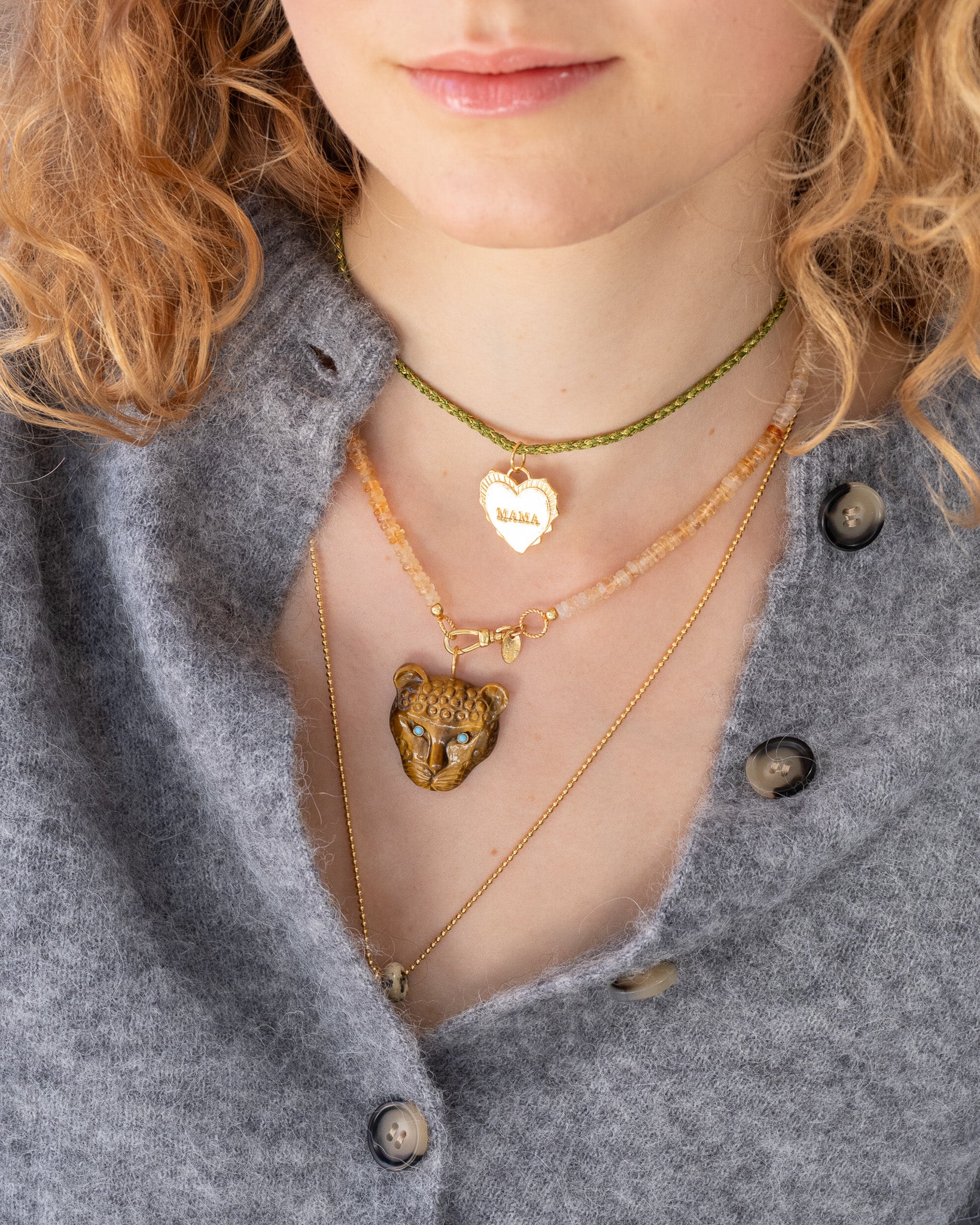 Tijgeroog Panter en Citrine ketting