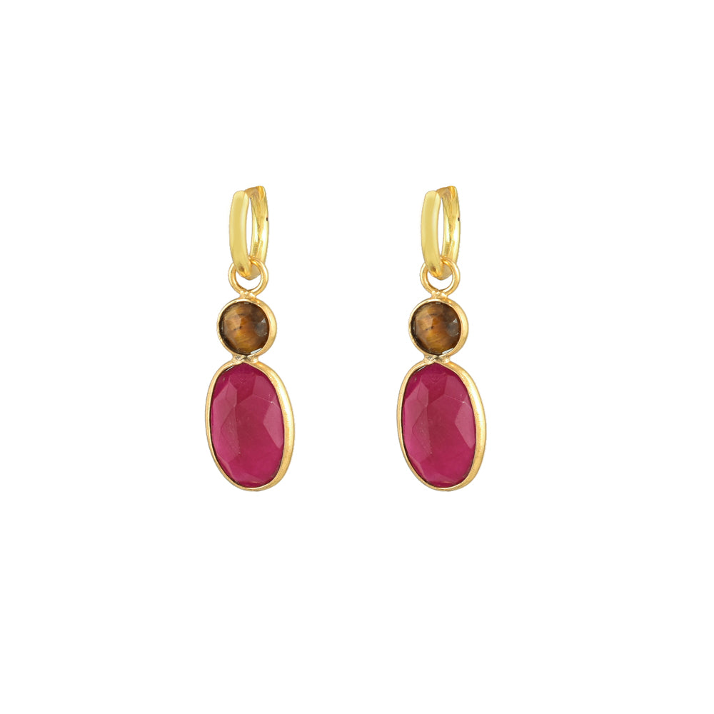 Tijgeroog Ruby Jade Oorbellen