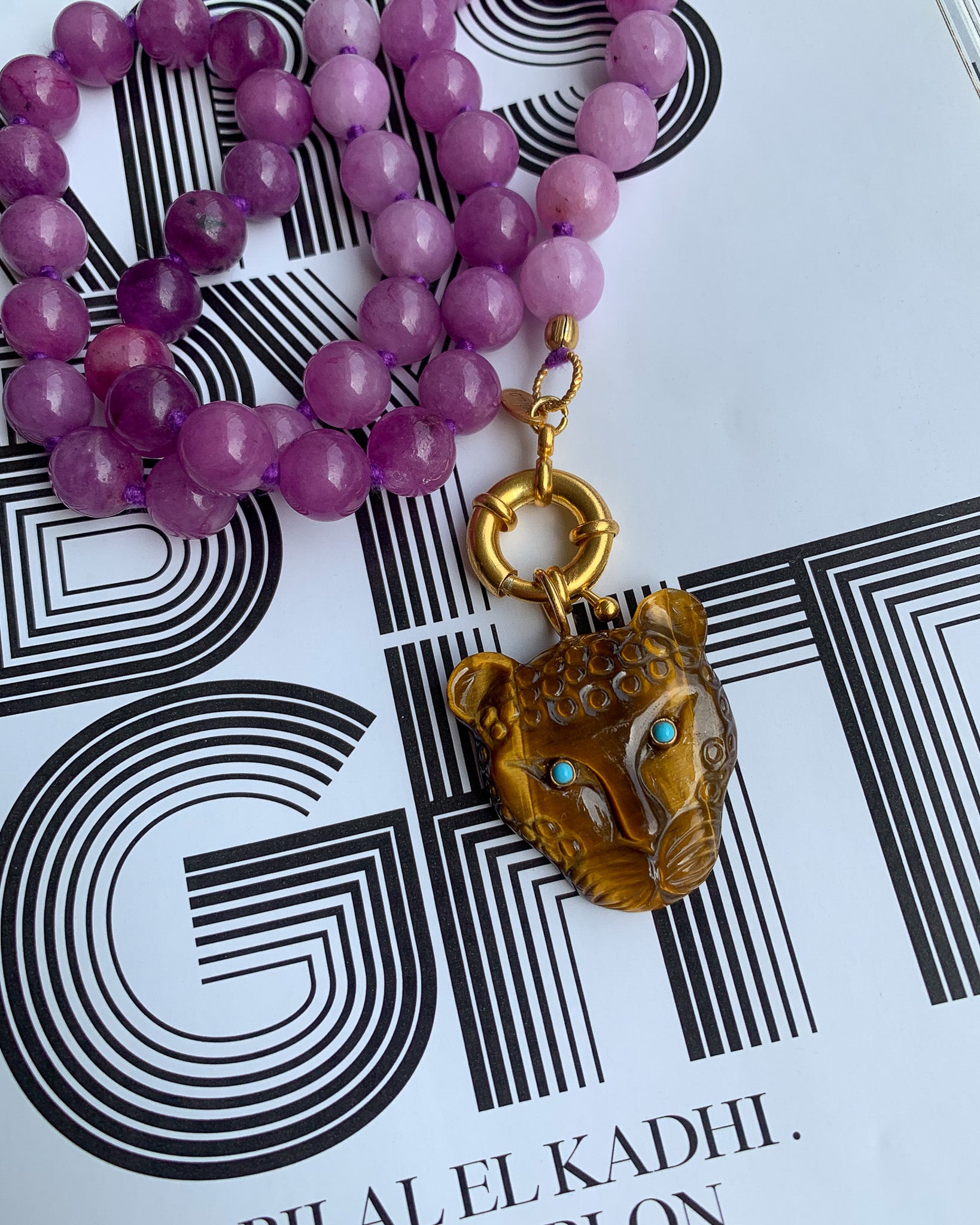 Tijgeroog en Paarse Jade Ketting
