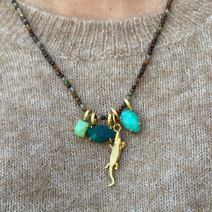 Tijgeroog ketting met meerdere bedels