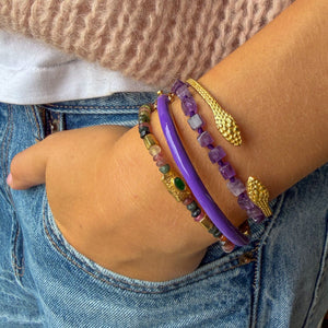 Handgeknoopte Amethist Blokjes Armband