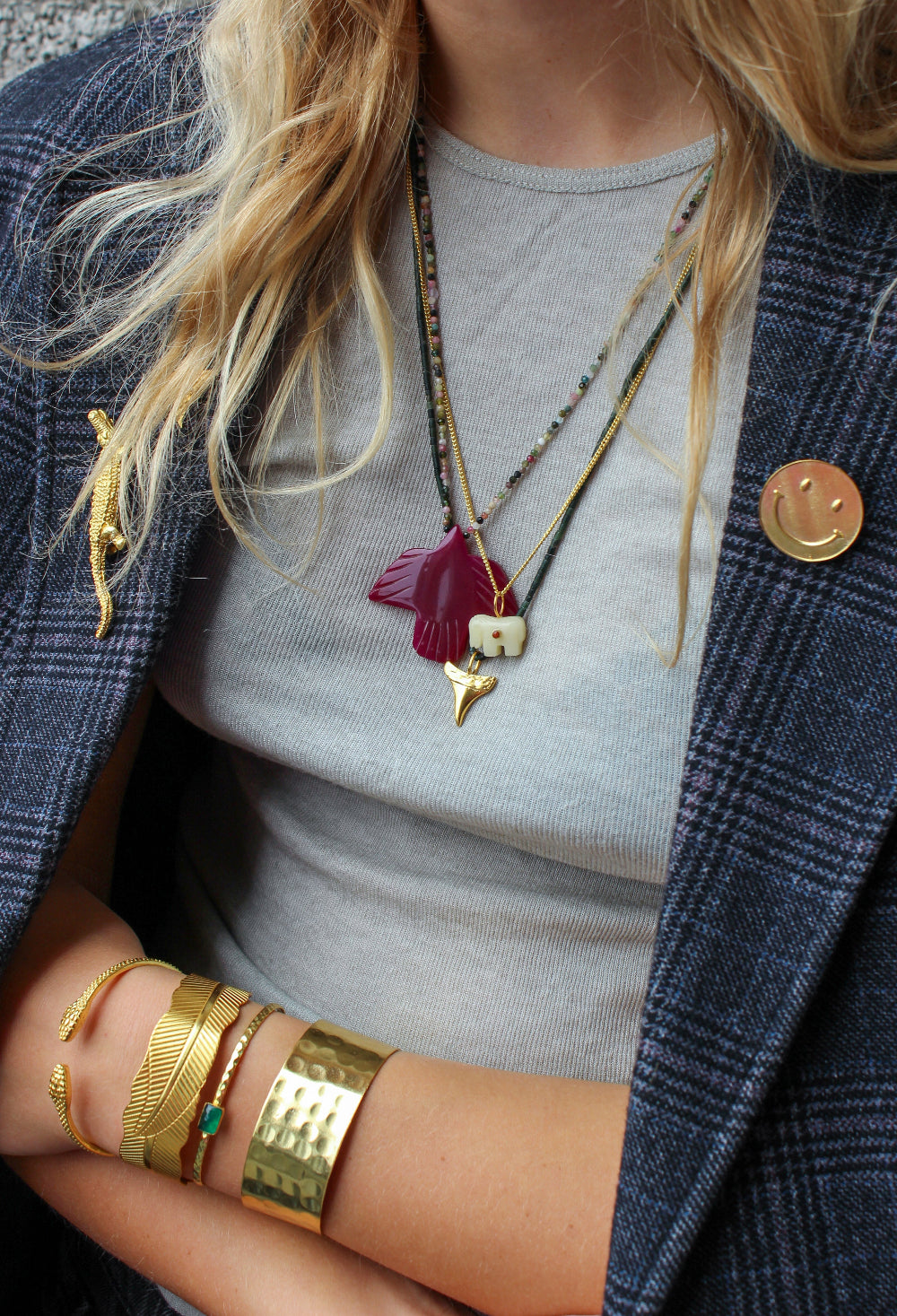 Tourmalijn ketting met ruby jade vogel