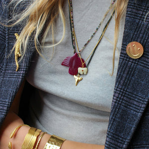 Tourmalijn ketting met ruby jade vogel