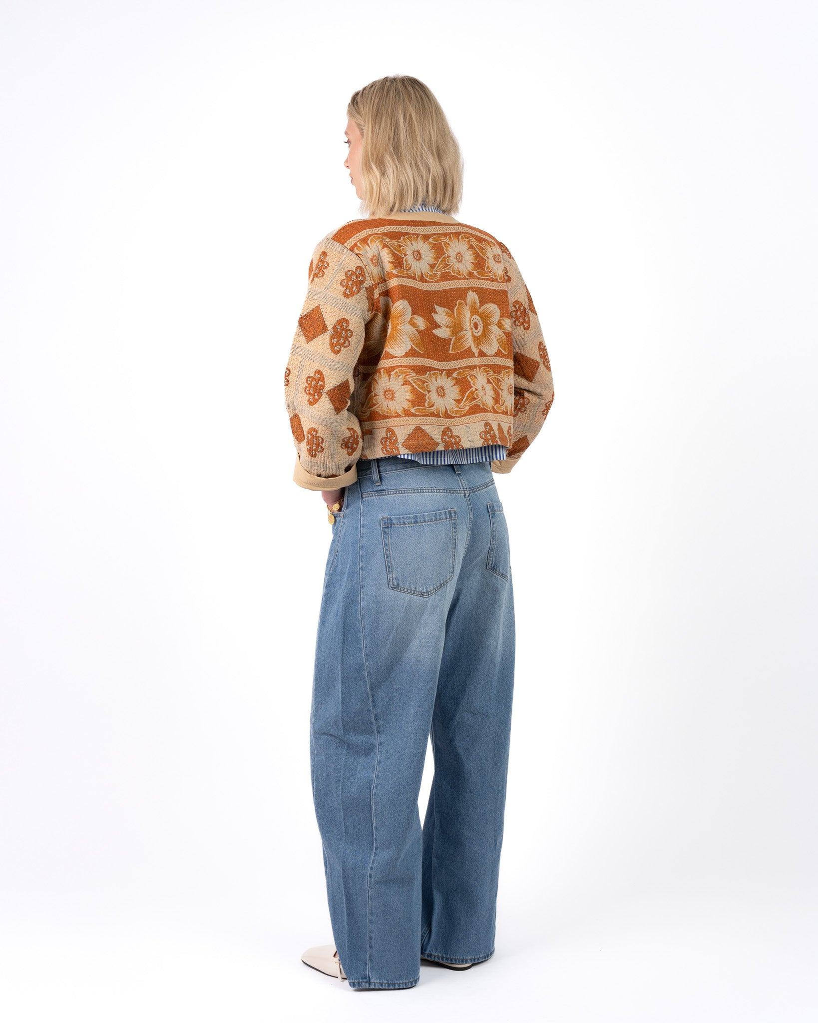 Uniek Kantha Jasje Beige Oranje