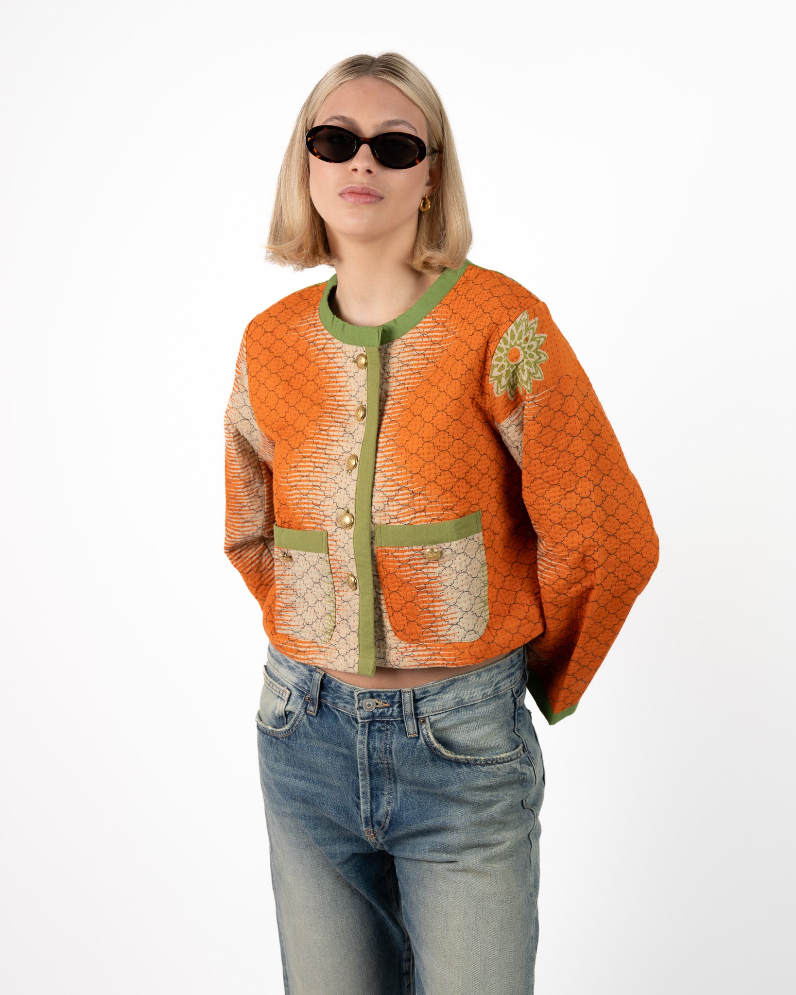 Uniek Kantha Jasje Oranje