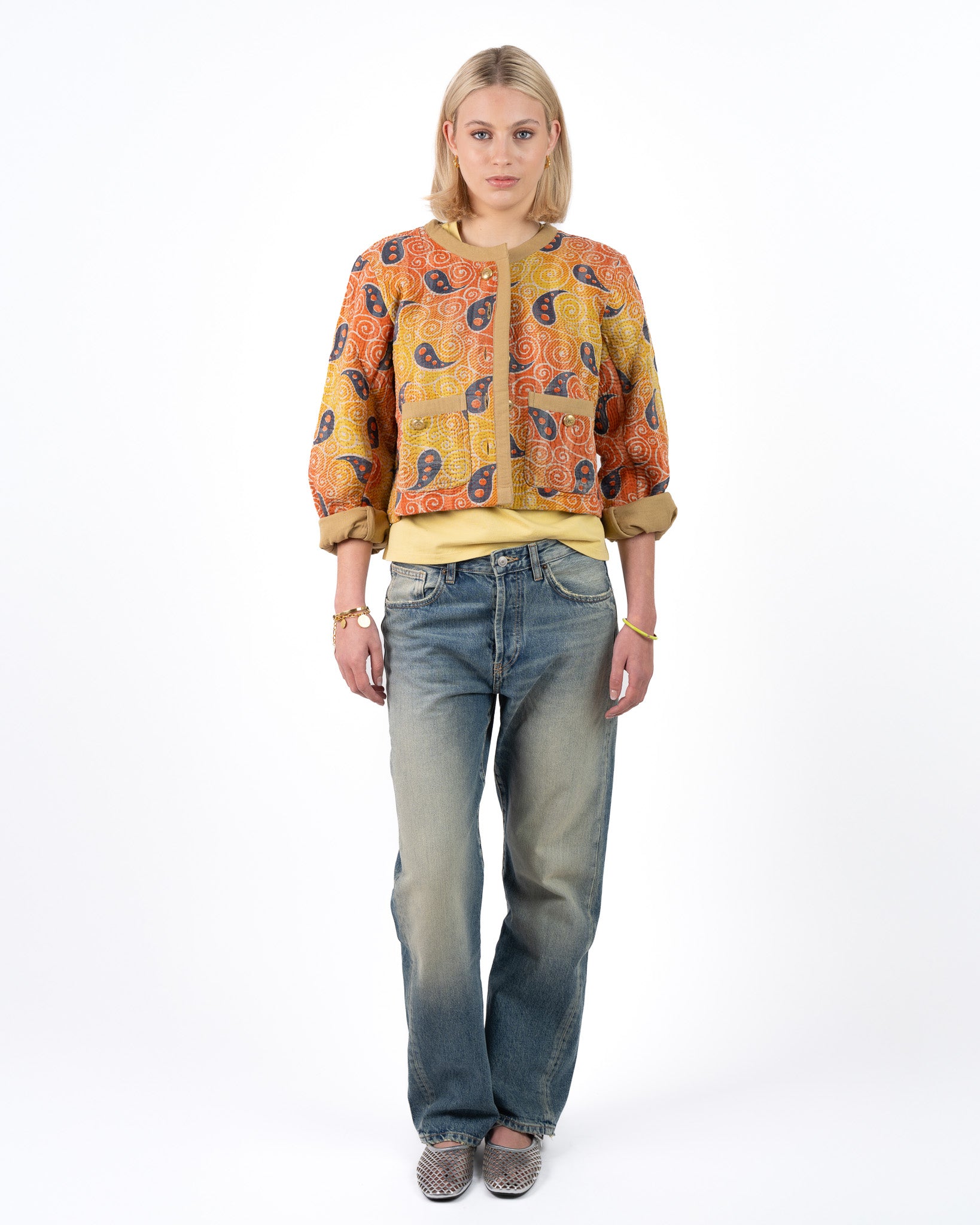 Uniek Kantha Jasje Oranje Geel