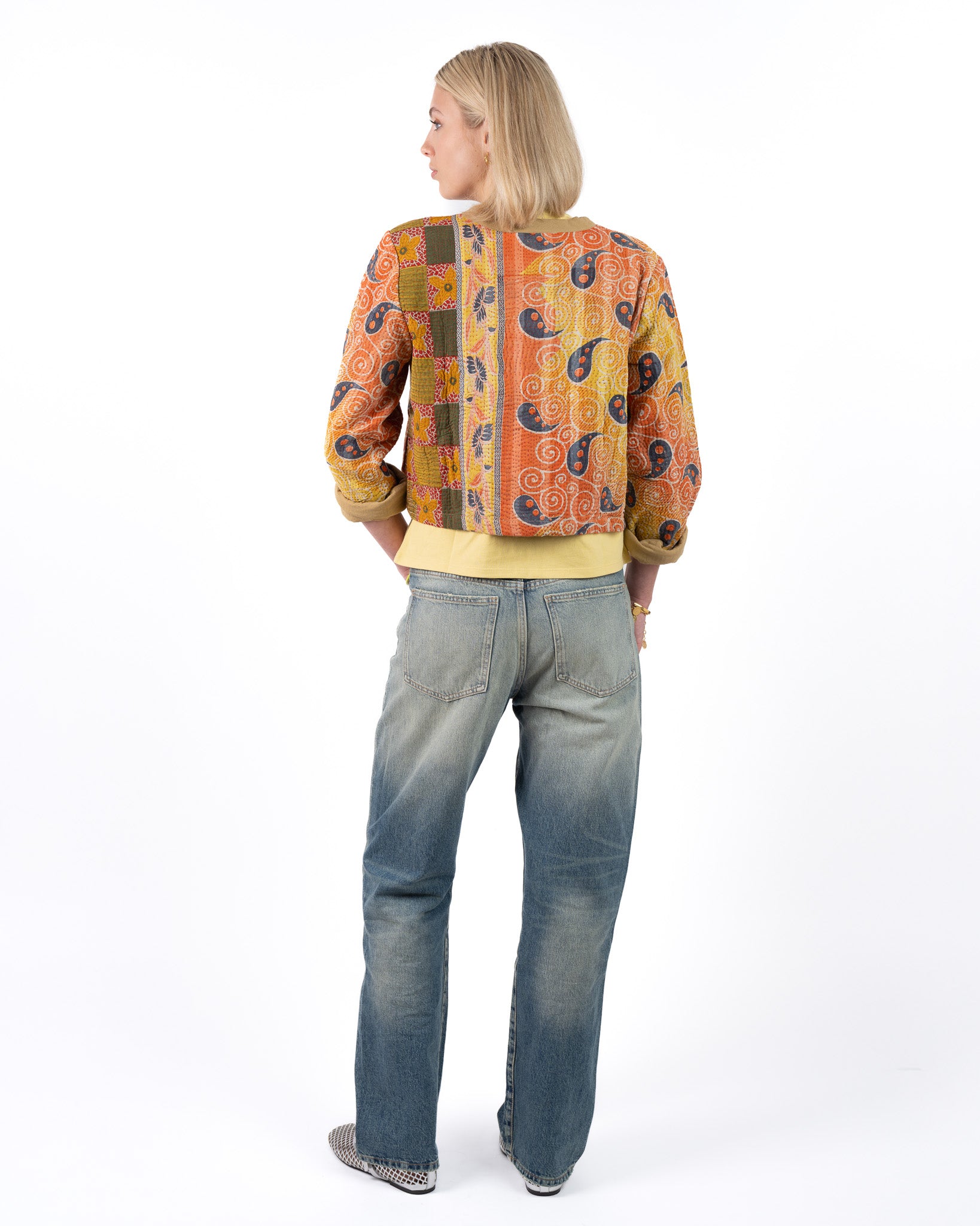 Uniek Kantha Jasje Oranje Geel