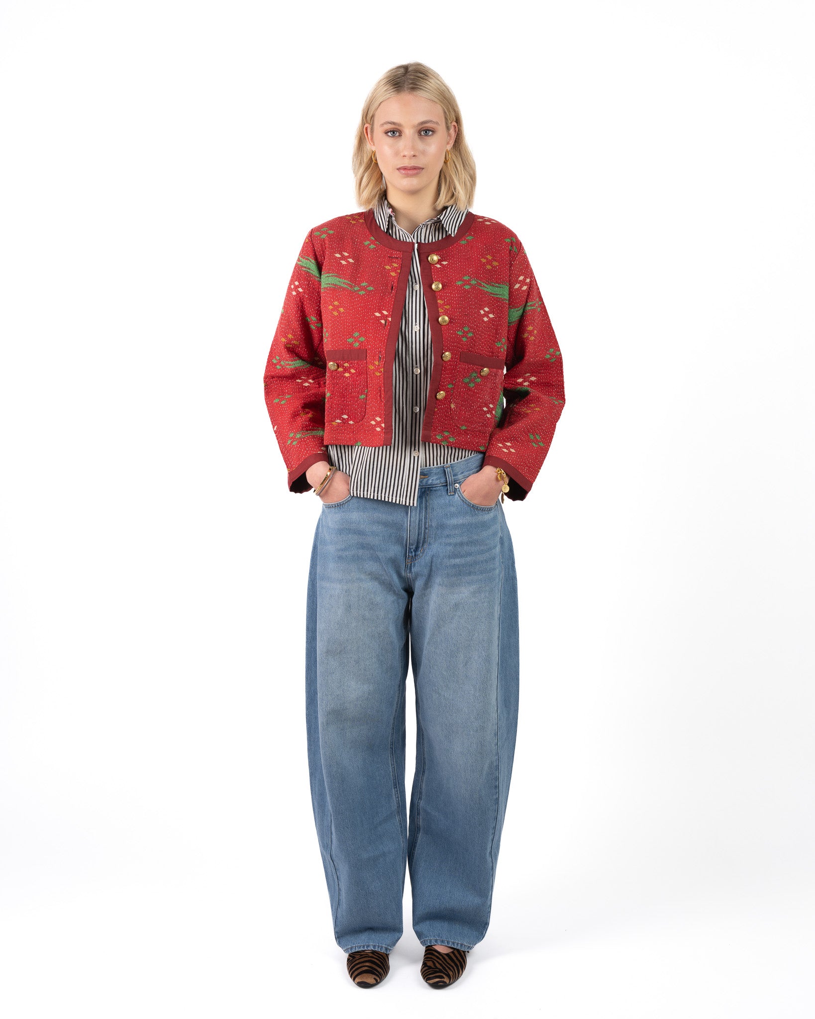 Uniek Kantha Jasje Rood