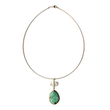 Unieke Bedel Bangle Ketting Amazoniet Parel