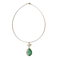 Unieke Bedel Bangle Ketting Amazoniet Parel