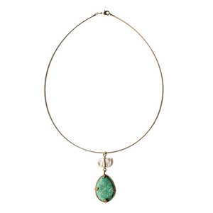 Unieke Bedel Bangle Ketting Amazoniet Parel