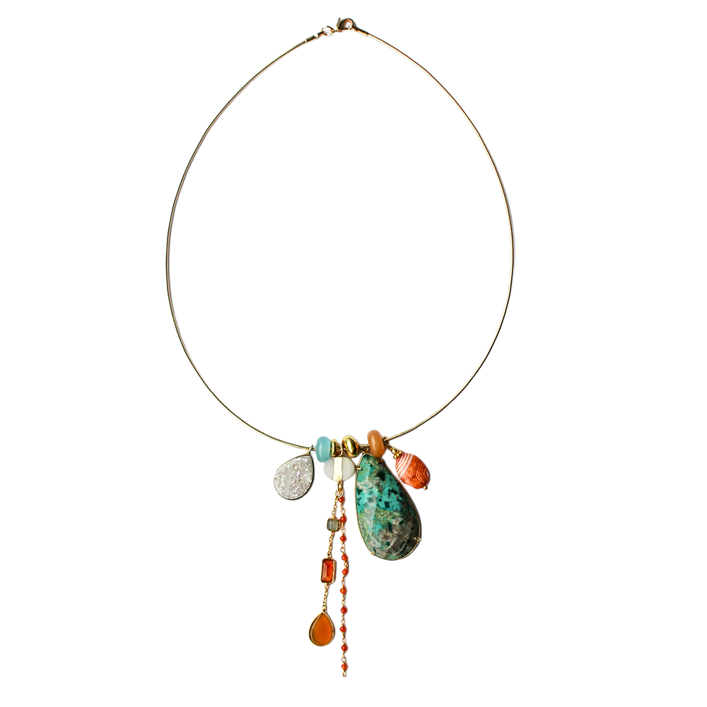 Unieke Bedel Bangle Ketting Carneool Turquoise