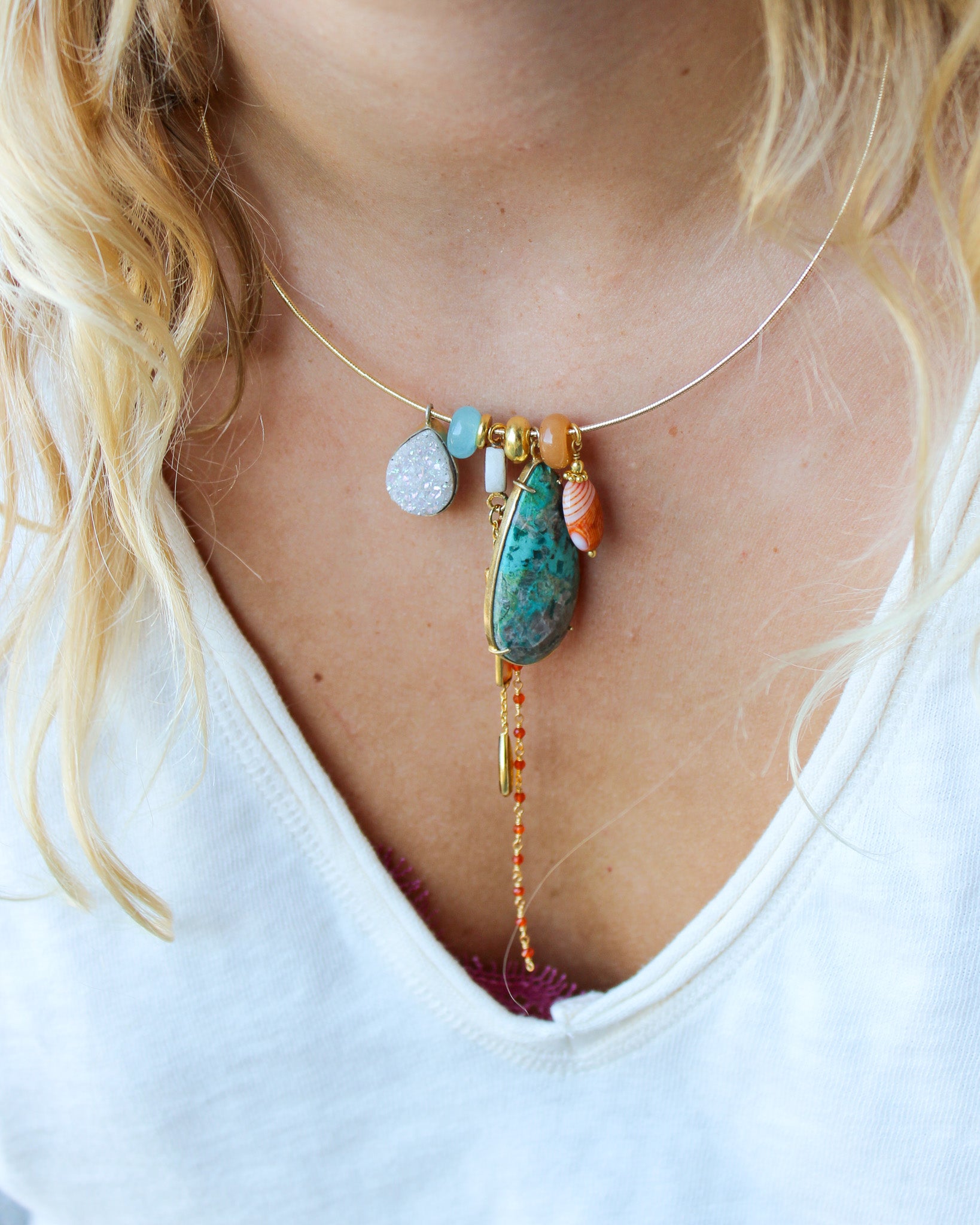Unieke Bedel Bangle Ketting Carneool Turquoise
