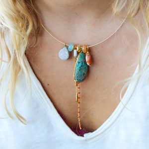 Unieke Bedel Bangle Ketting Carneool Turquoise