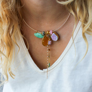 Unieke Bedel Bangle Ketting Druzy Gele Jade