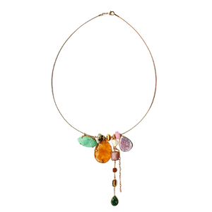 Unieke Bedel Bangle Ketting Druzy Gele Jade