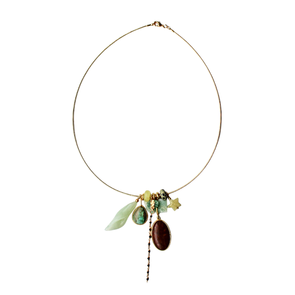 Unieke Bedel Bangle Ketting Druzy Groene Jade