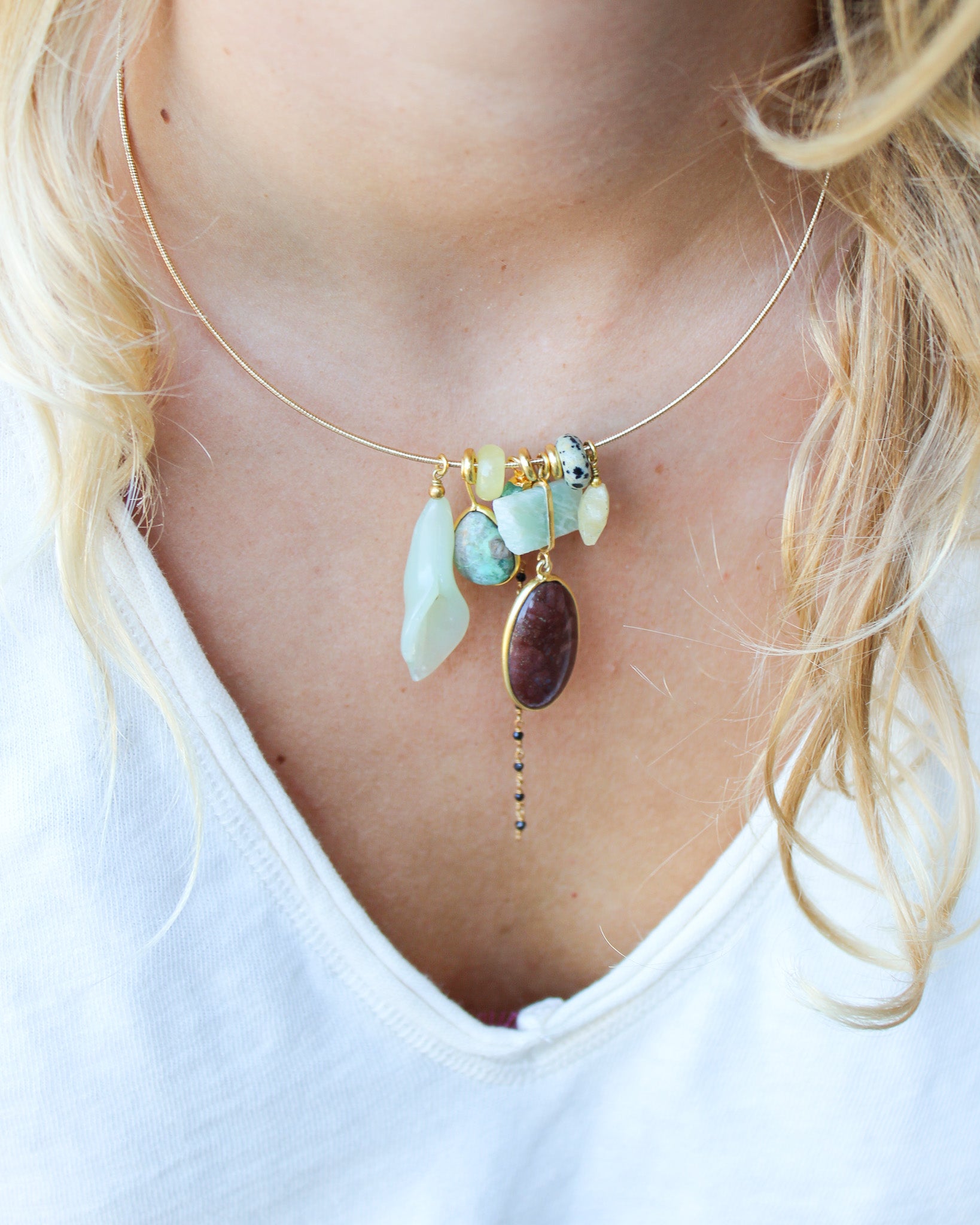 Unieke Bedel Bangle Ketting Druzy Groene Jade