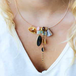 Unieke Bedel Bangle Ketting Druzy Zwarte Onyx