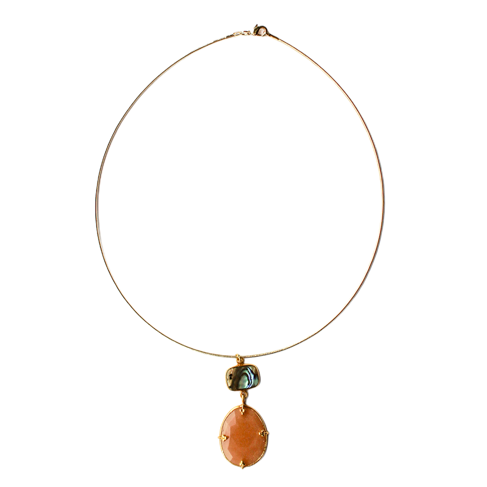 Unieke Bedel Bangle Ketting Maansteen Parelmoer