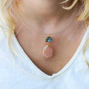 Unieke Bedel Bangle Ketting Maansteen Parelmoer