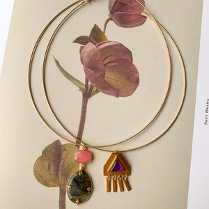 Unieke Bedel Bangle Ketting Amethist