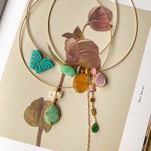 Unieke Bedel Bangle Ketting Turquoise Vlinder