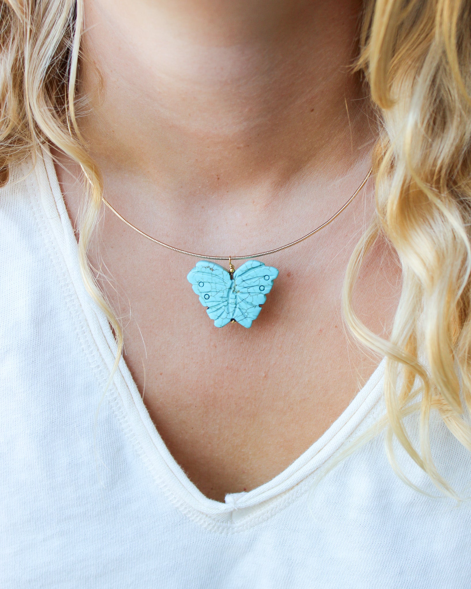 Unieke Bedel Bangle Ketting Turquoise Vlinder
