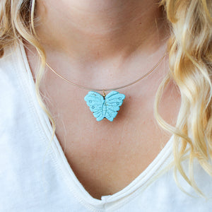 Unieke Bedel Bangle Ketting Turquoise Vlinder