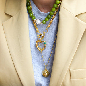 Vessoniet Edelstenen Ketting met Parel