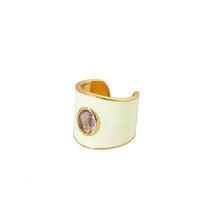 Witte Emaille Ring Amethist Steen 