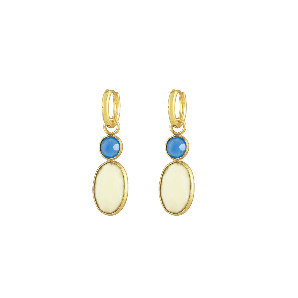 Witte Aventurijn Blauwe Onyx Oorbellen