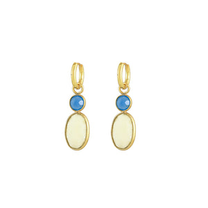 Witte Aventurijn Blauwe Onyx Oorbellen