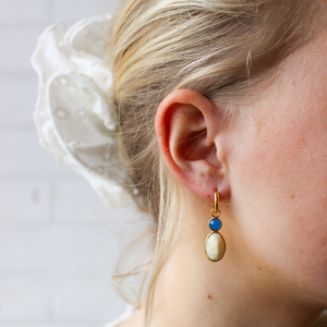 Witte Aventurijn Blauwe Onyx Oorbellen