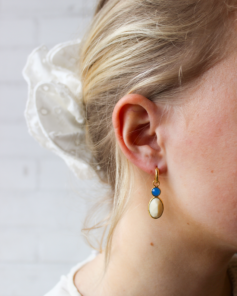 Witte Aventurijn Blauwe Onyx Oorbellen