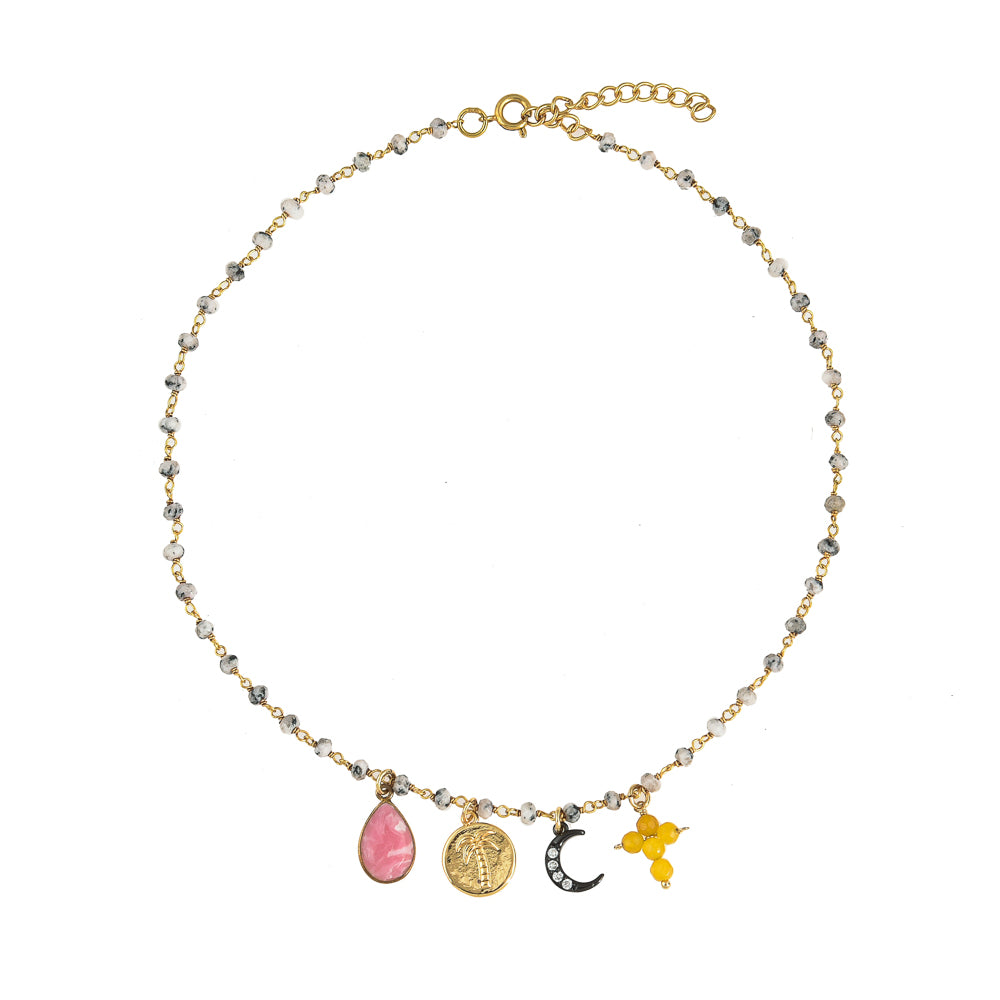 Witte Jade Ketting Met Bedels Maantje