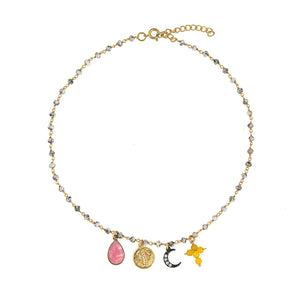 Witte Jade Ketting Met Bedels Maantje