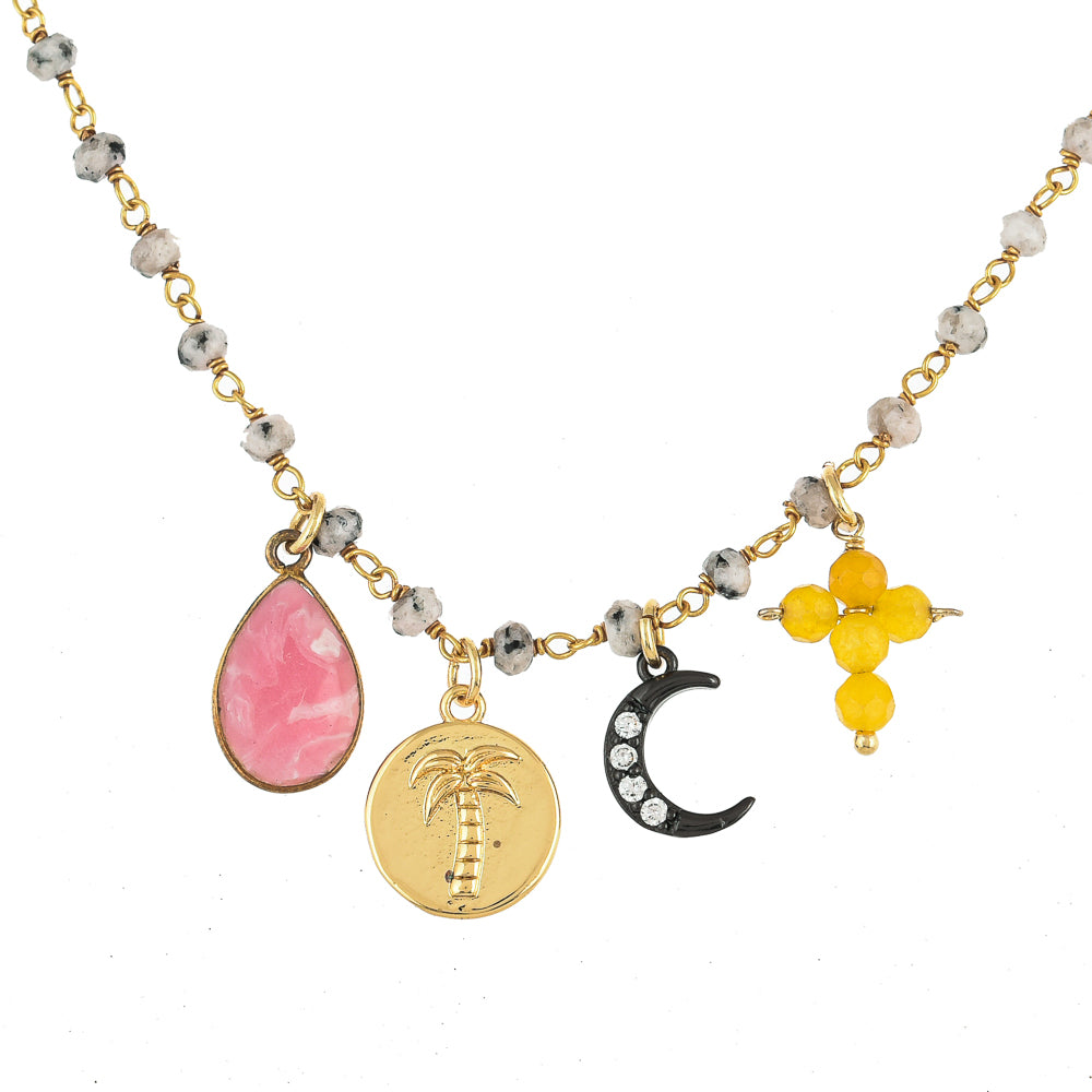 Witte Jade Ketting Met Bedels Maantje