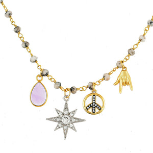 Witte Jade Ketting Met Bedels Sterretje