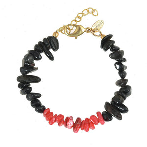 Zwart en Koraal Split Armband 