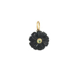 Zwarte Onyx Bloem Bedel Met Peridoot Steentje