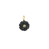 Zwarte Onyx Bloem Bedel Met Peridoot Steentje