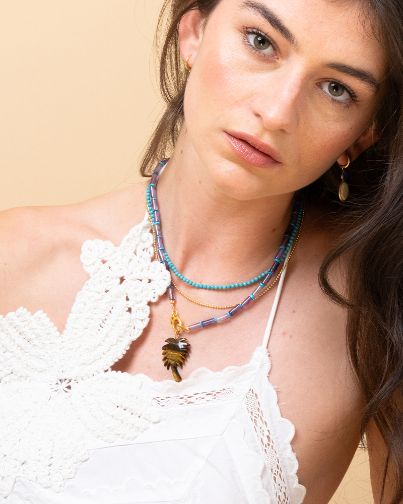 amethist staafjes ketting